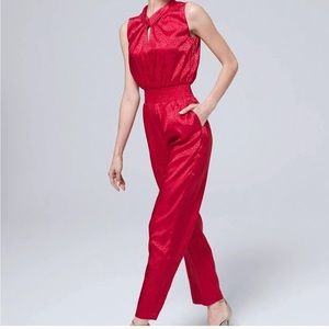 White House Black Market jacquard smocked waist jumpsuit